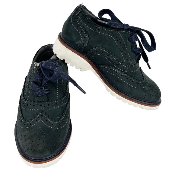 Kenneth Cole Wing Tip Oxfords Navy 9 Brogue Nubuck New5 - Picture 1 of 9